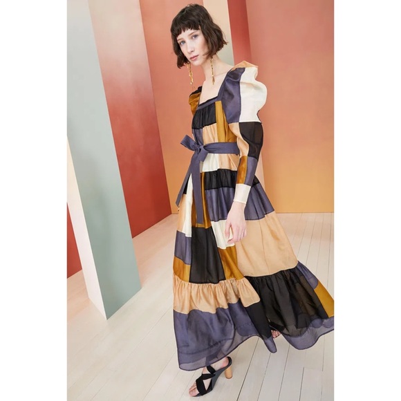 NWT Ulla Johnson Ismene Patchwork Cotton Silk dress - Picture 2 of 12